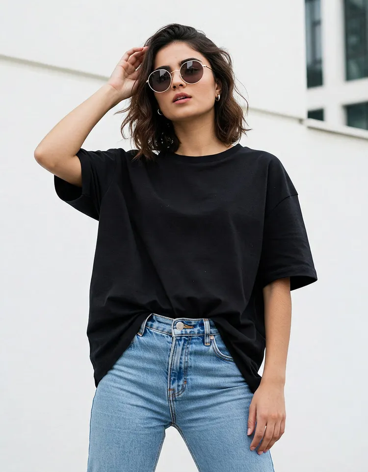 Black Plain Oversized T-Shirt