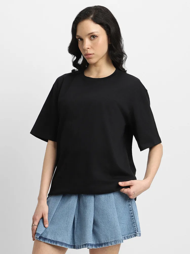 Black Plain Oversized T-Shirt