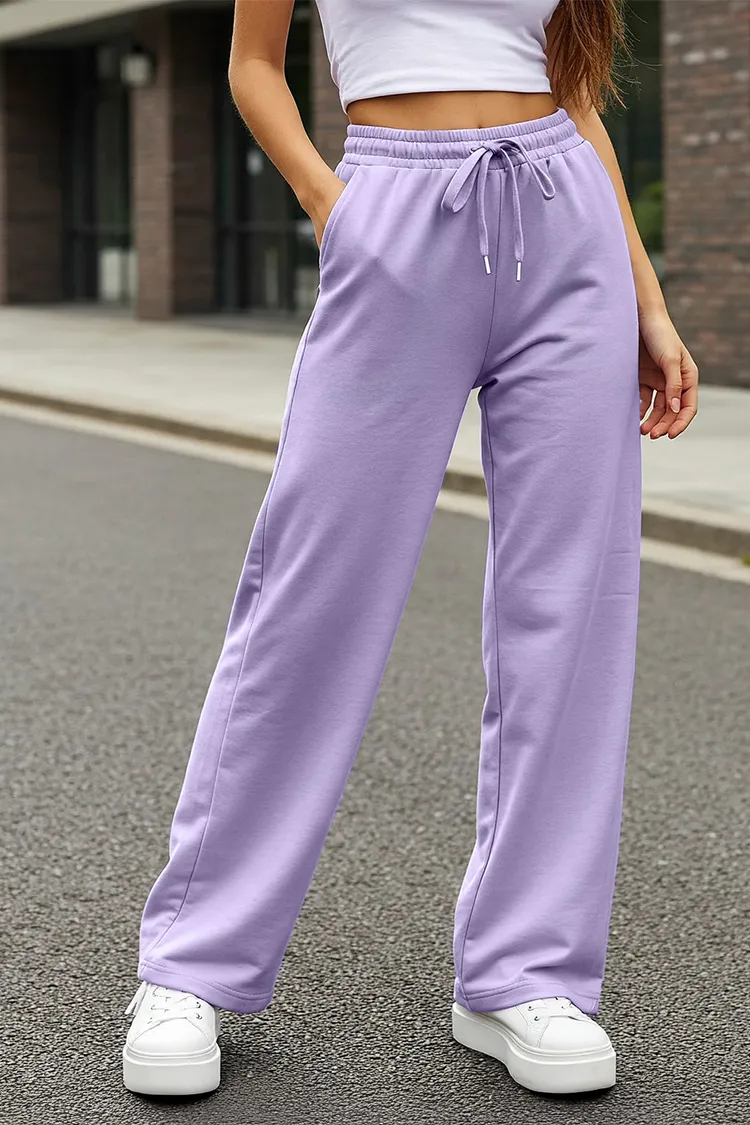 Lilac Plain Wide Leg Track Pant