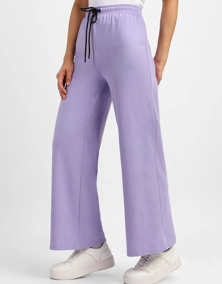 Lilac Plain Wide Leg Track Pant
