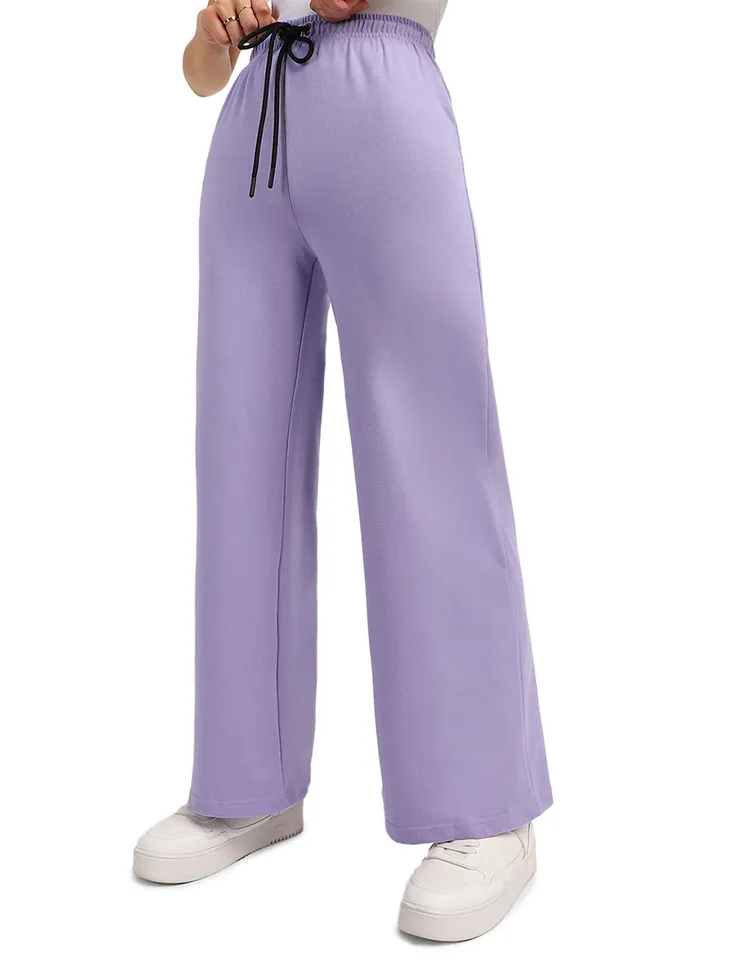 Lilac Plain Wide Leg Track Pant