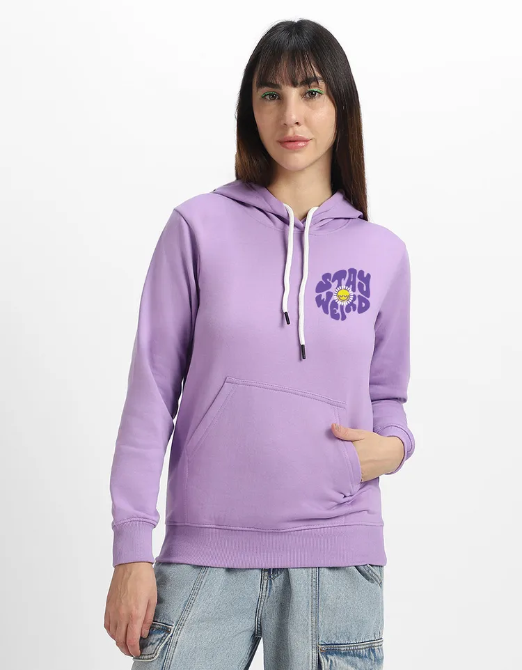Stay Weird Lilac Regular Fit Hoodie