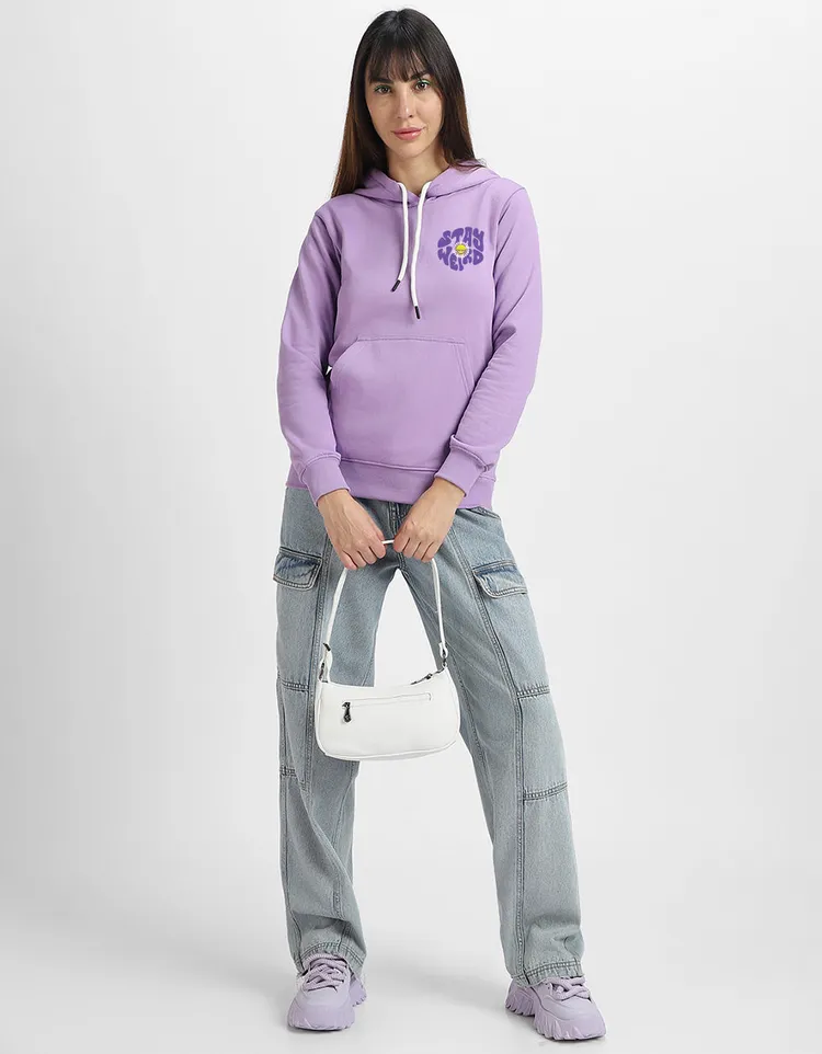 Stay Weird Lilac Regular Fit Hoodie