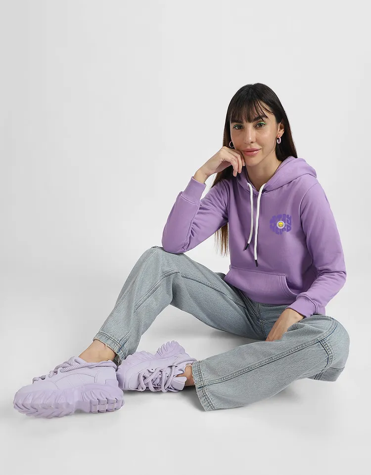 Stay Weird Lilac Regular Fit Hoodie