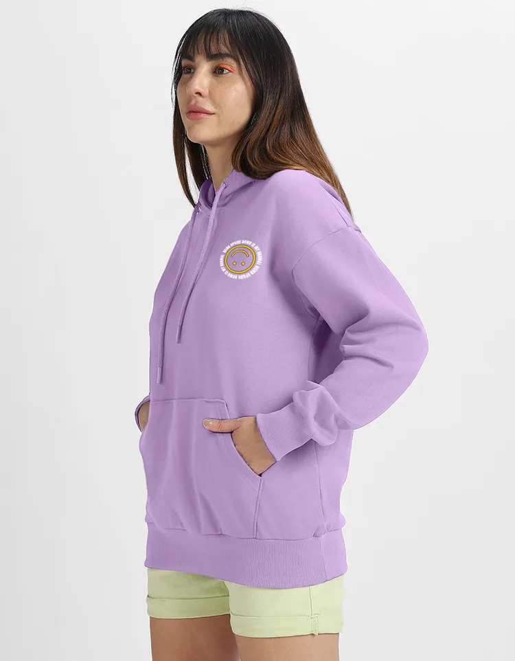 Upside Down Printed Lilac Regular Fit Hoodie