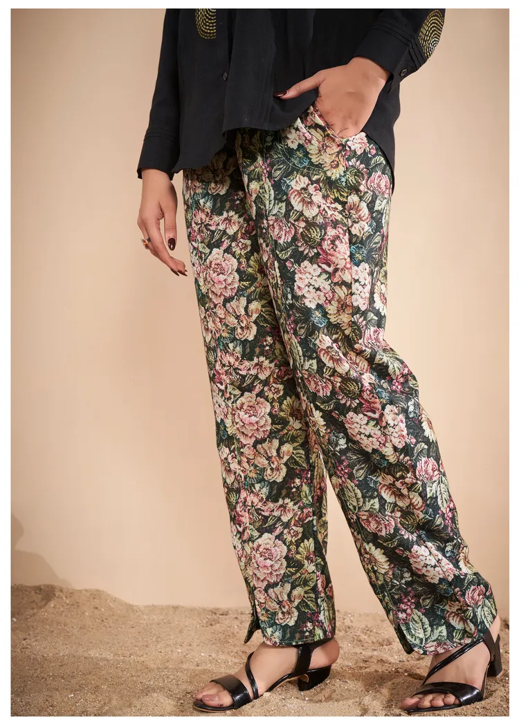 Black Embroidered Linen Co-Ord Set