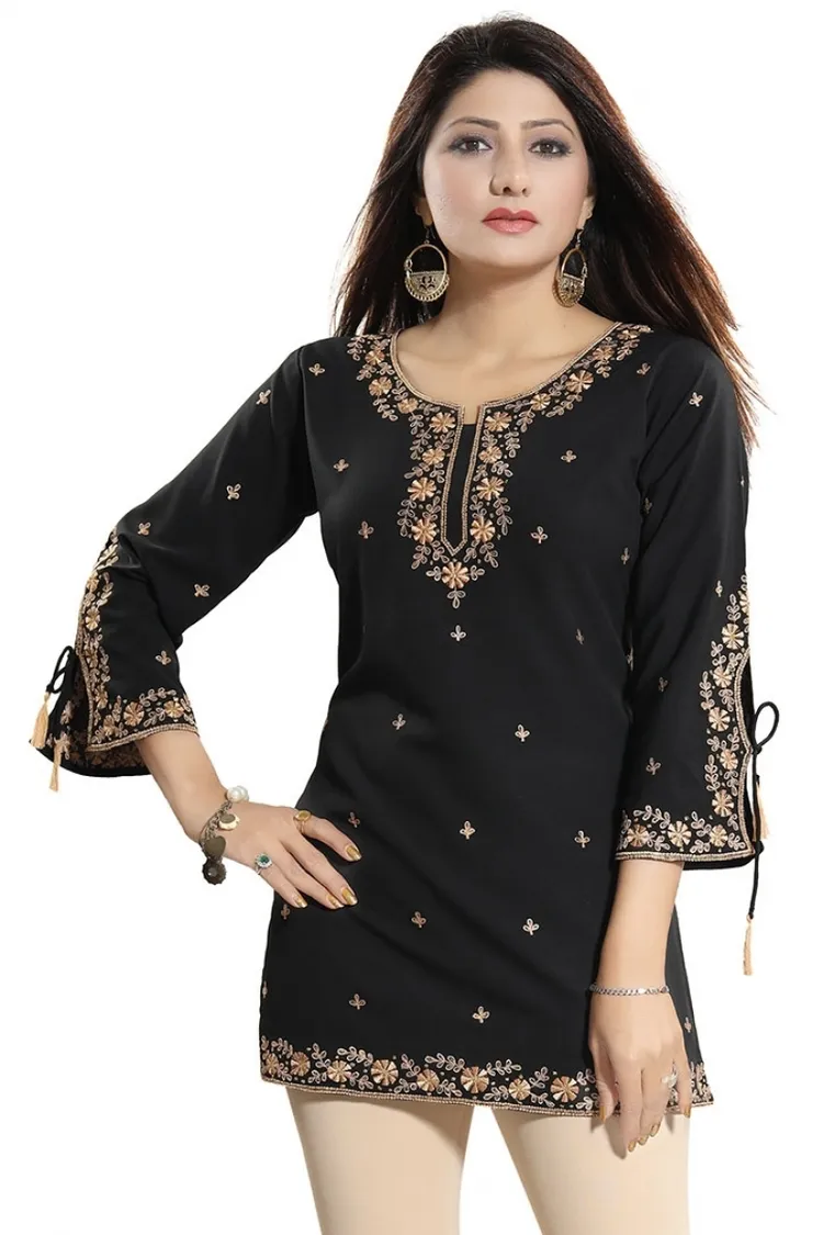 Gracefully Black Alluring Indian Designer Kurti Tunic