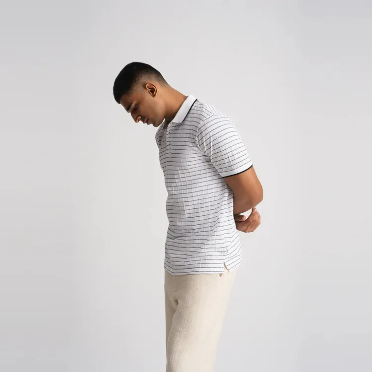 TEXTURA WHITE POLO TSHIRT