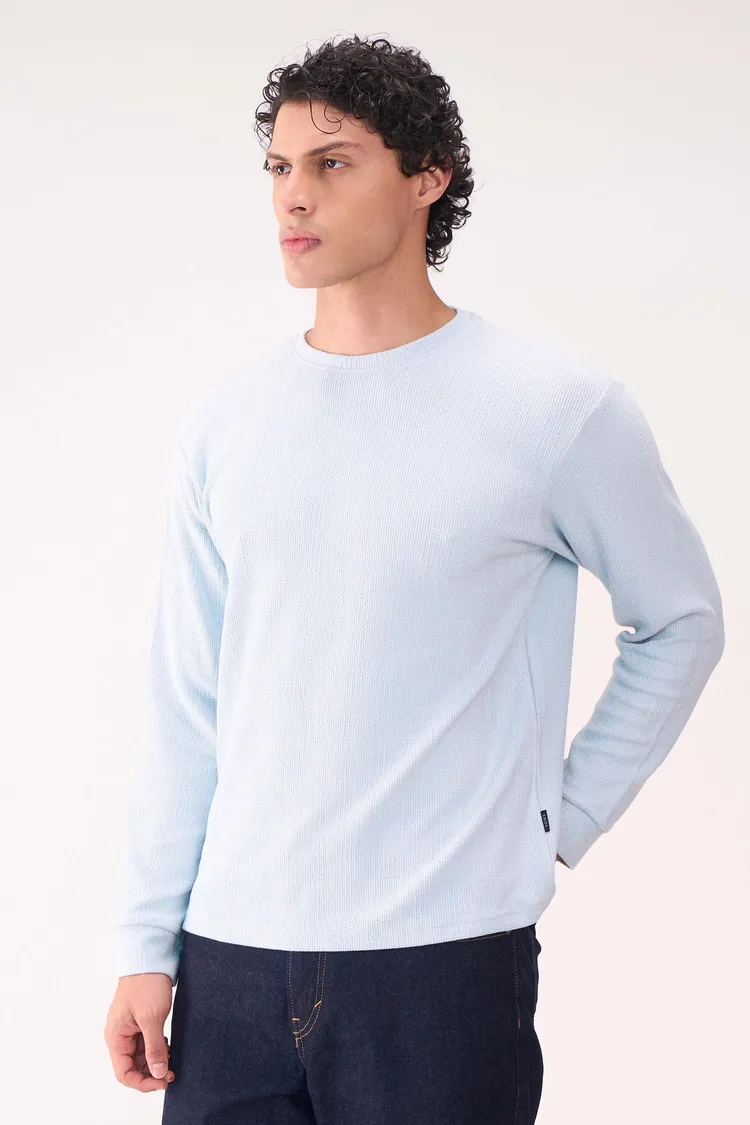 KNITTED LONG SLEEVES LIGHT BLUE