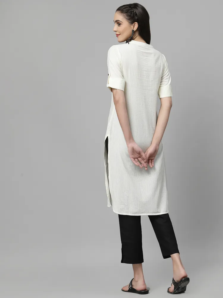 Women Lemon Yellow Knee Length Kurta