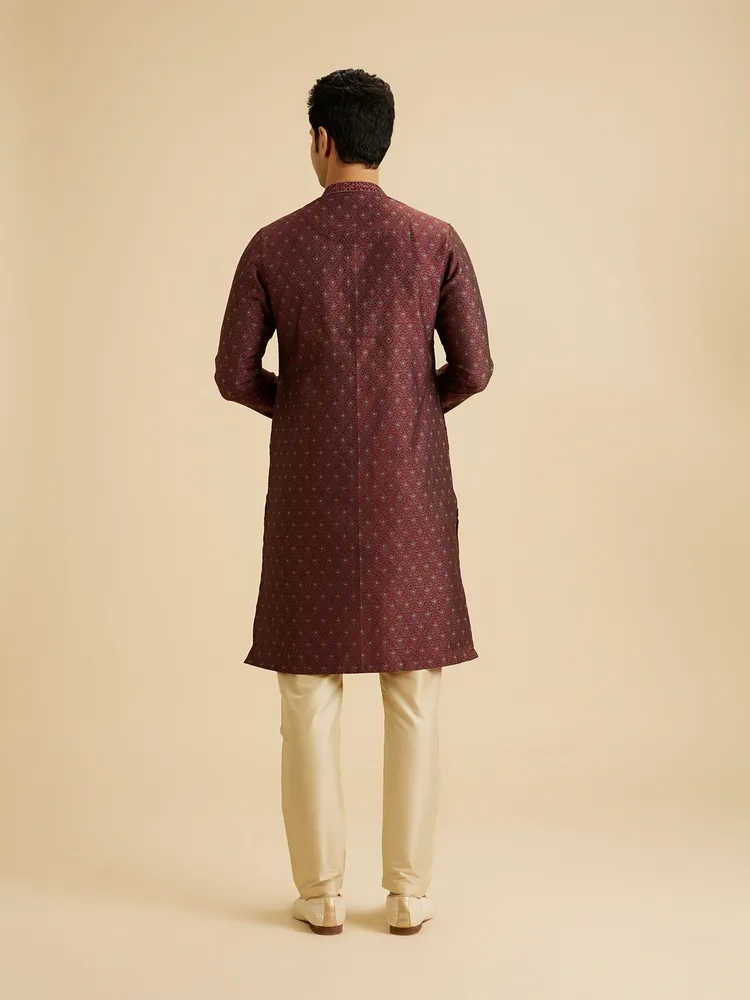 Manyavar Marvellous Maroon Kurta Pajama for Men