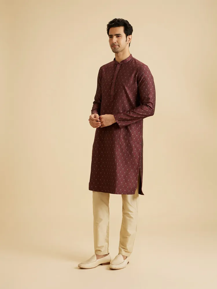 Manyavar Marvellous Maroon Kurta Pajama for Men