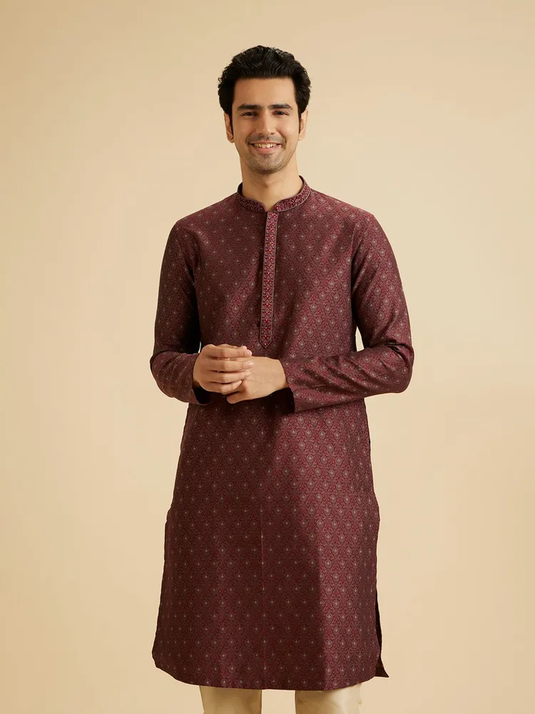 Manyavar Marvellous Maroon Kurta Pajama for Men