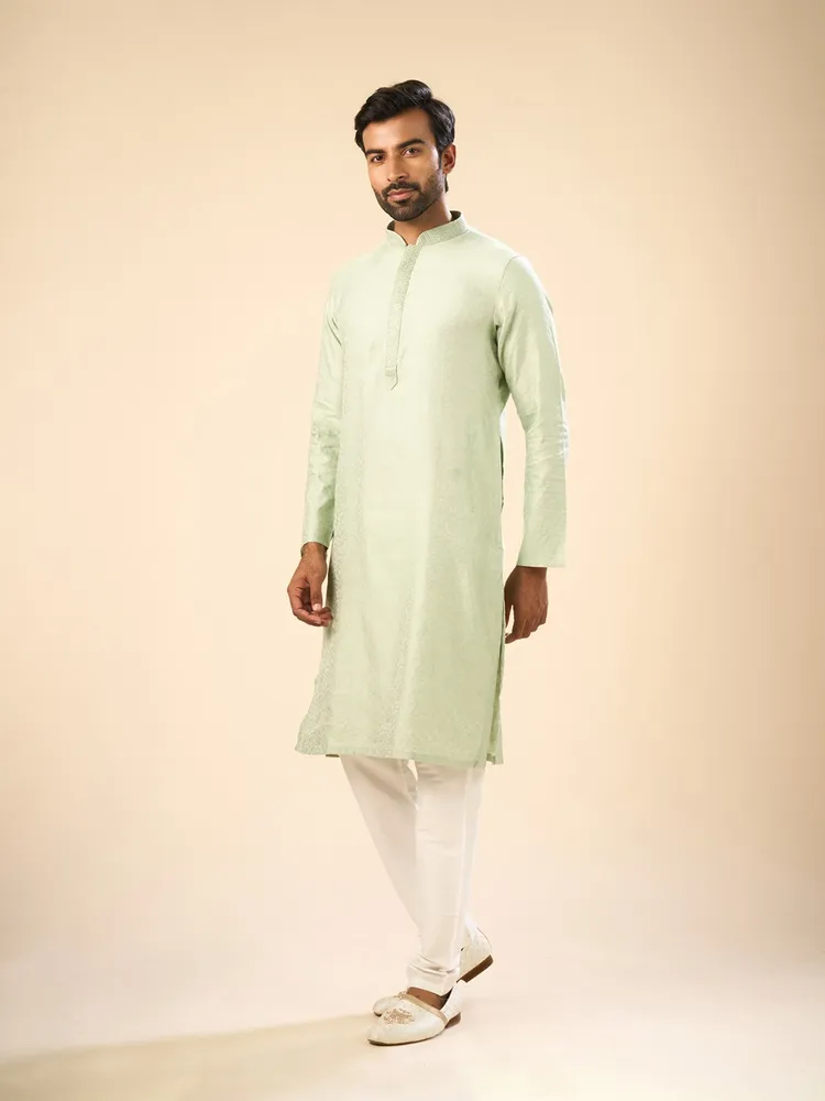 Manyavar Green Elegance Kurta Pajama for Men