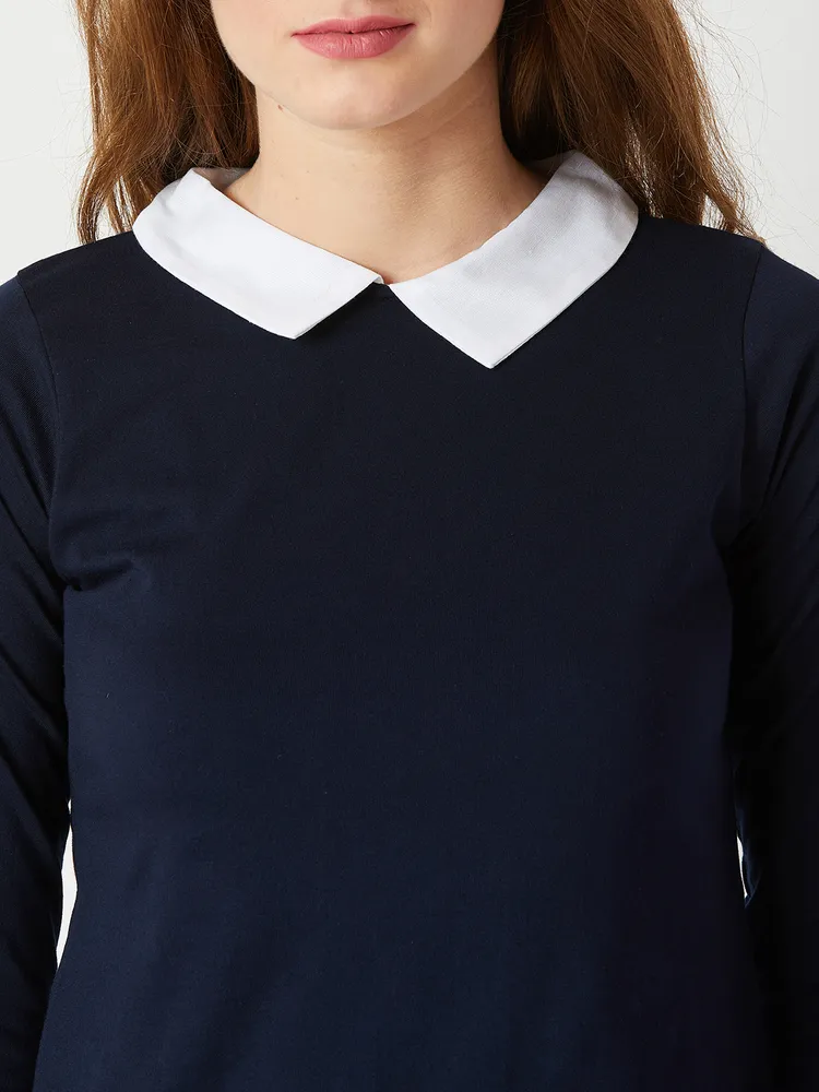Miss Chase Women's Navy Blue Collared Top