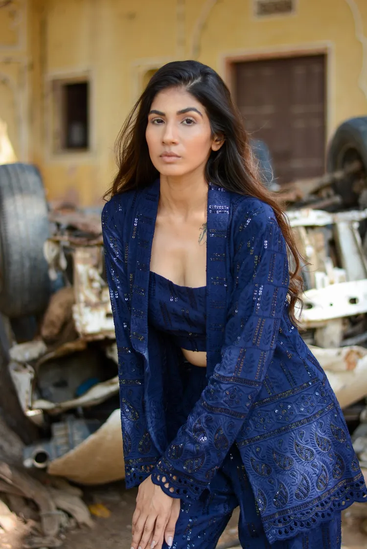 Chikankari three piece co-ord set