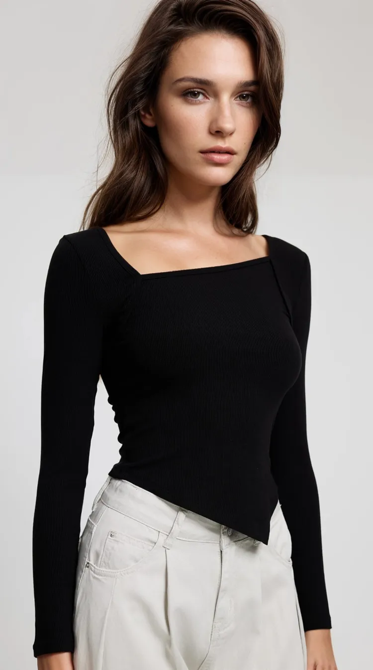 MWB Asymmetrical Ribbed Elegance Top