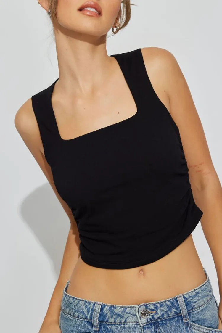 MWB Square Neck Ruched Tank Top