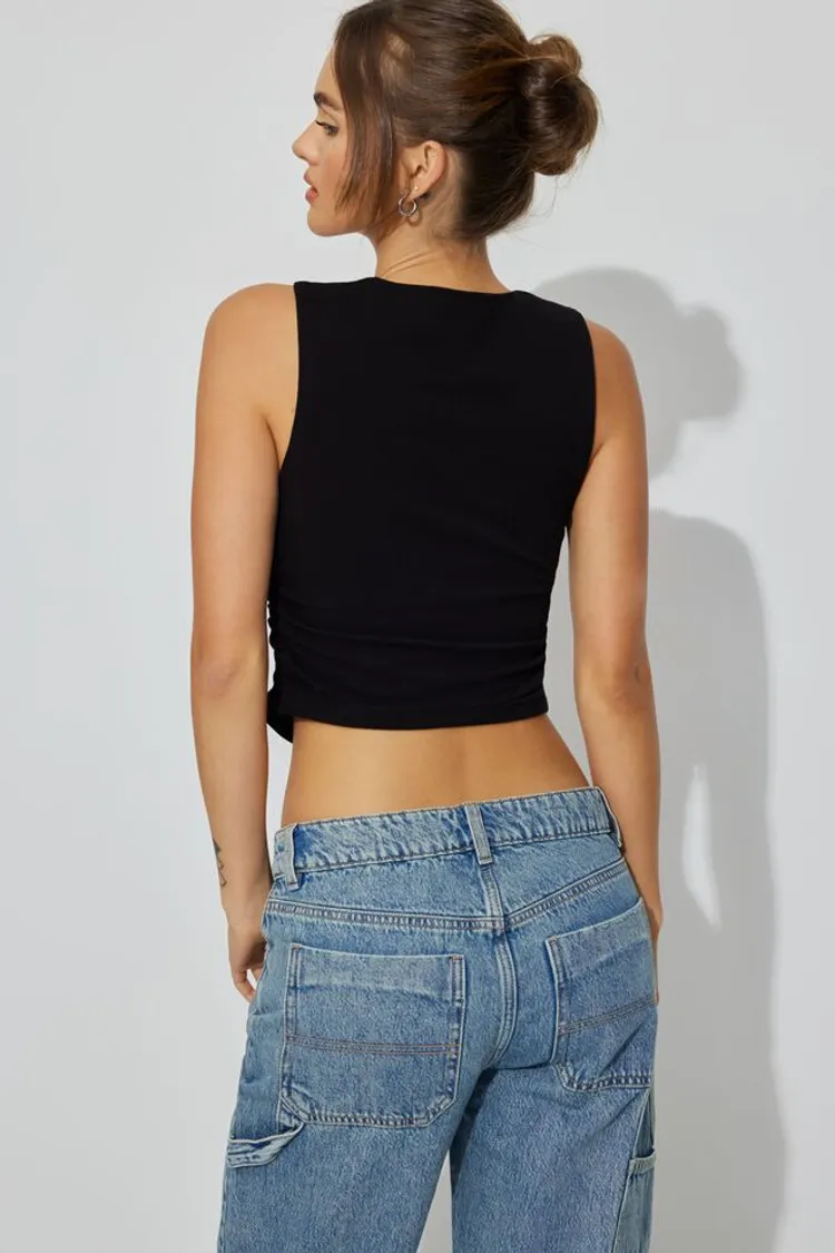 MWB Square Neck Ruched Tank Top