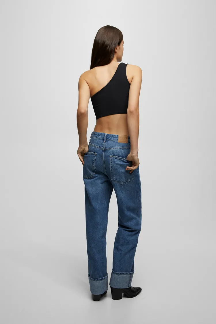 Cut Out Asymmetric One Shoulder Crop Top