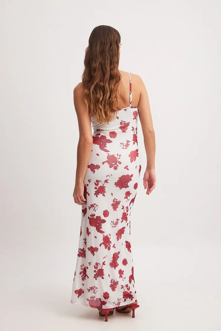 Waterfall Mesh Maxi Dress