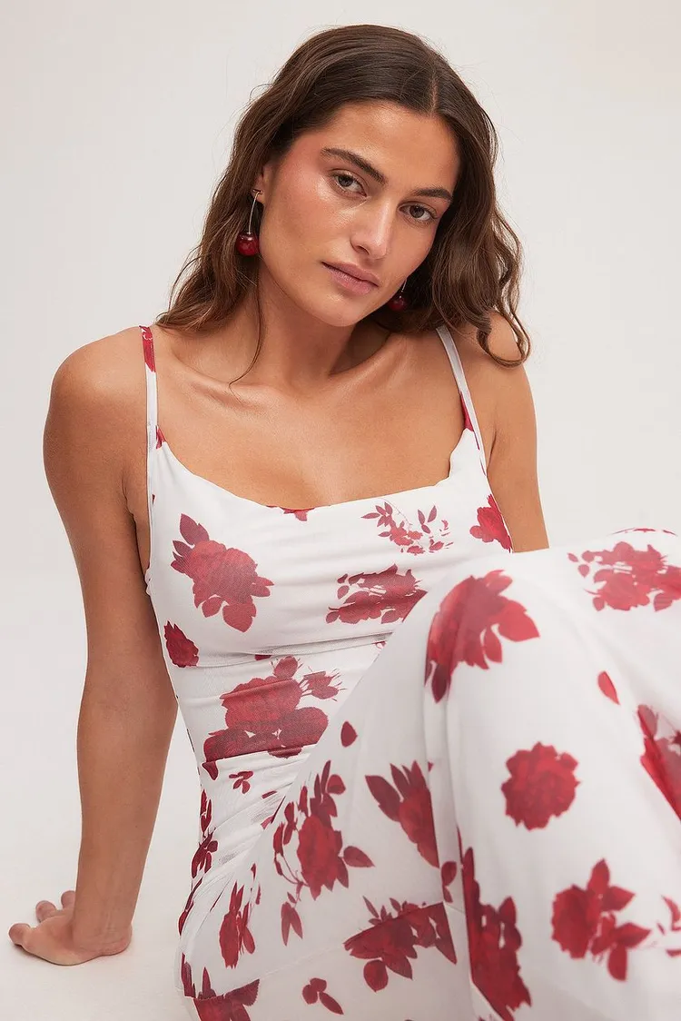 Waterfall Mesh Maxi Dress