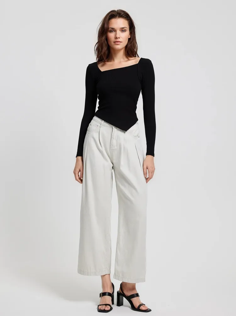 MWB Asymmetrical Ribbed Elegance Top
