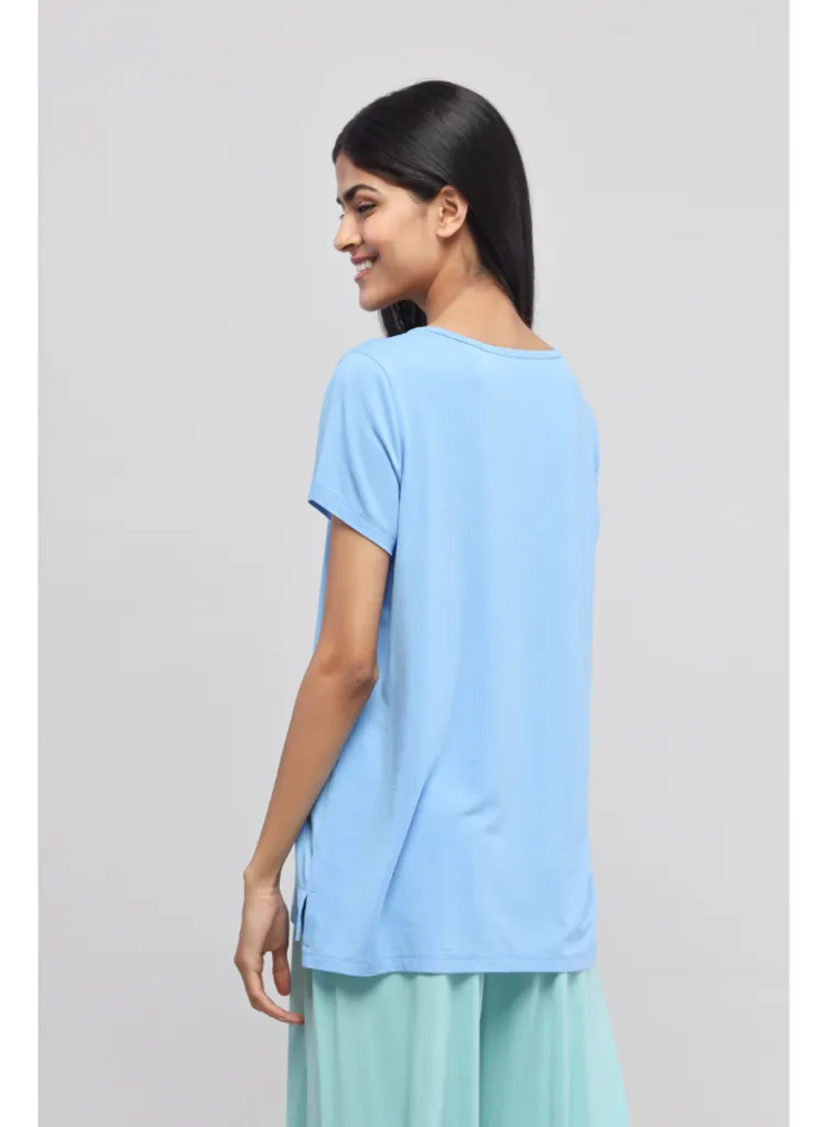 Summer Blue V-Neck Top