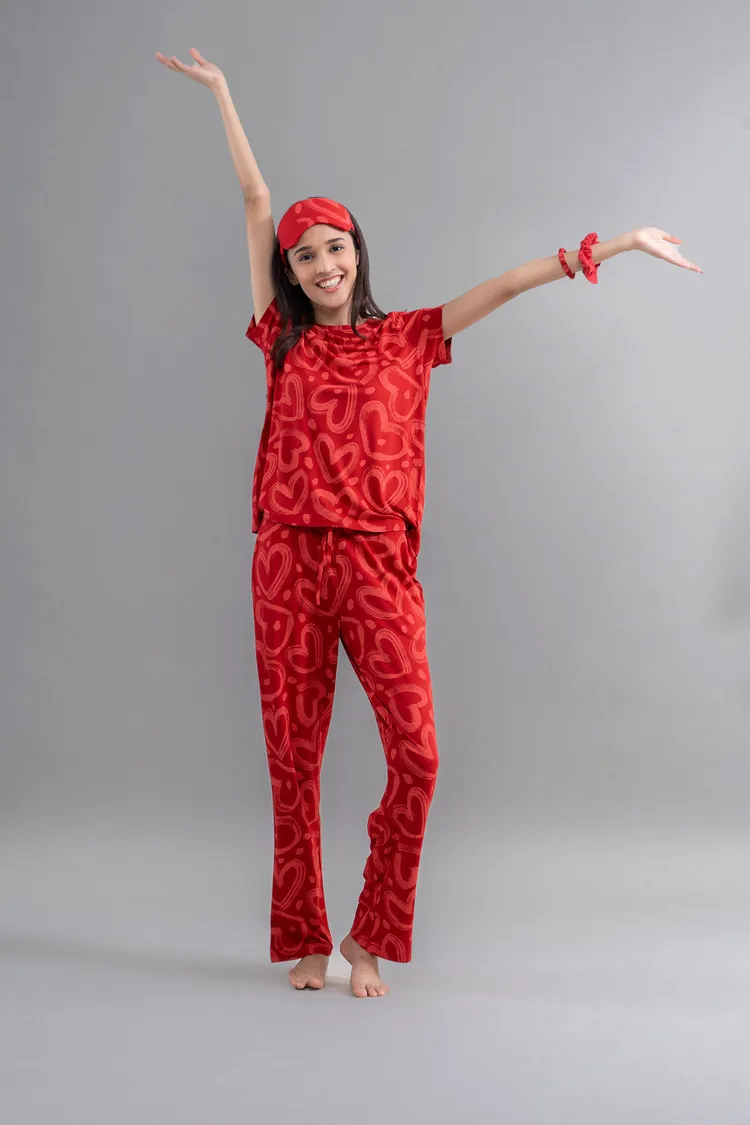 Lovestruck Hearts Red Pajamas
