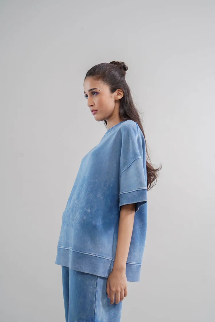 Denim Wash 100% Cotton Terry Sweatshirt