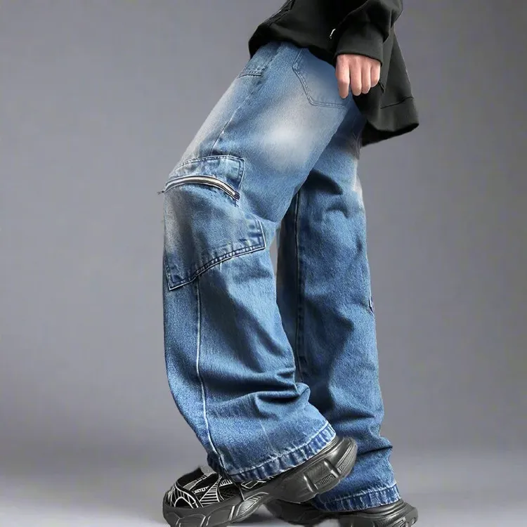 Authentic Urban Zip Cargo Denim - Navy Blue