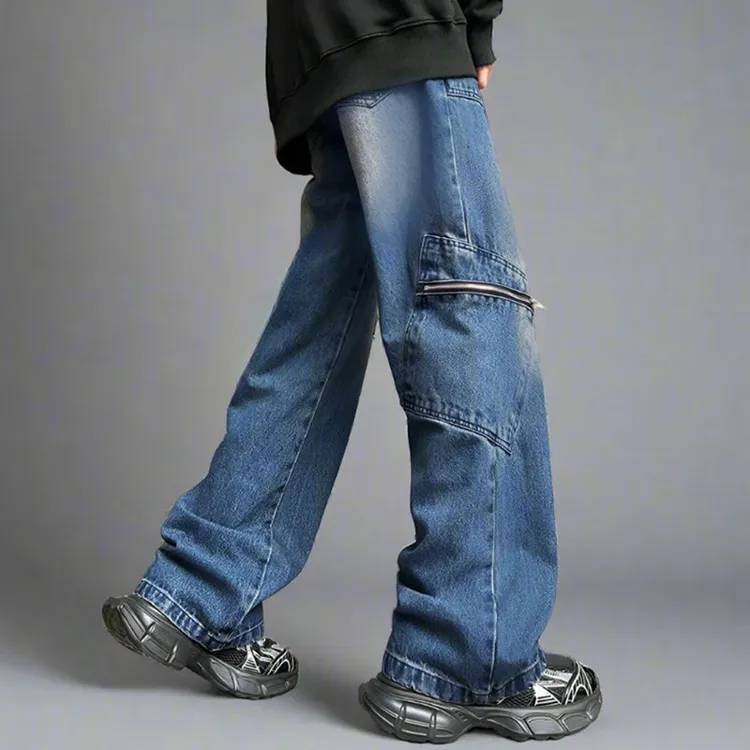 Authentic Urban Zip Cargo Denim - Navy Blue