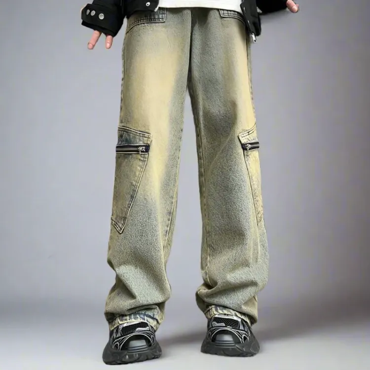 Authentic Urban Zip Cargo Denim - Tinted Blue