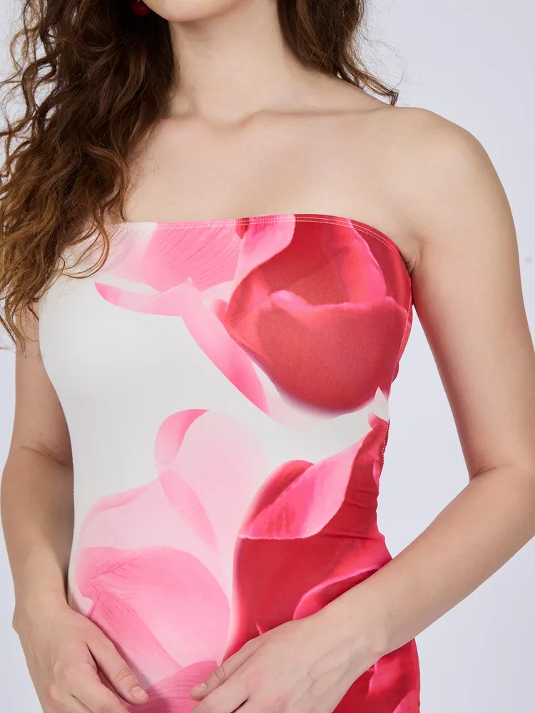 White Floral Printed Maxi Dress