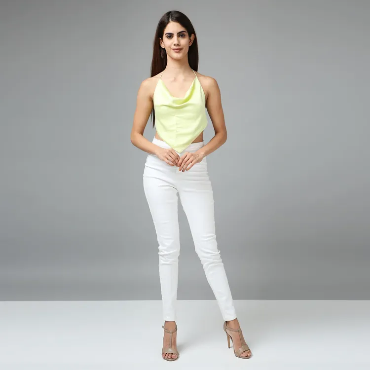 Satin Cowl Top Yellow