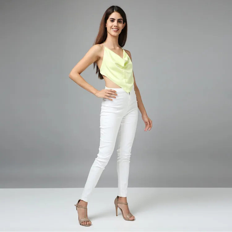 Satin Cowl Top Yellow