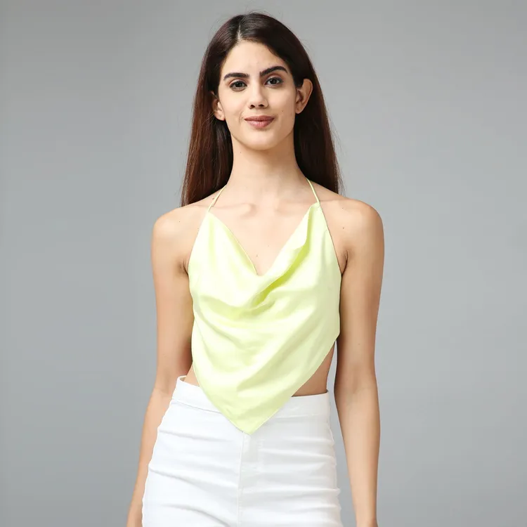 Satin Cowl Top Yellow