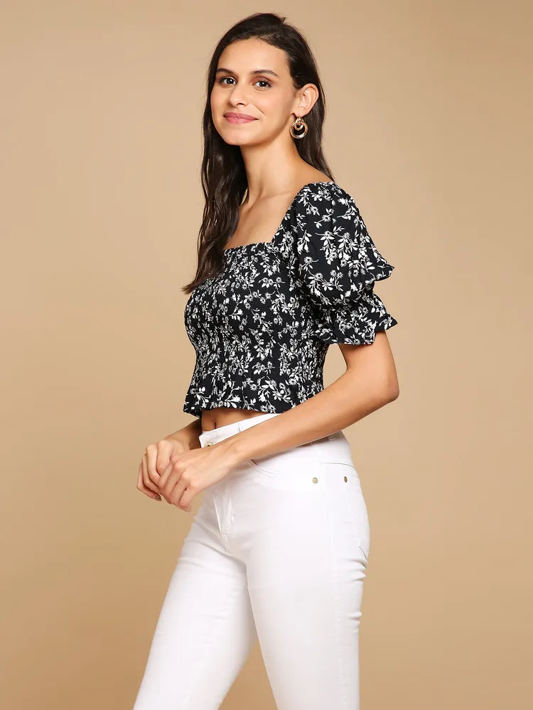 Smocked Puff Sleeve Top