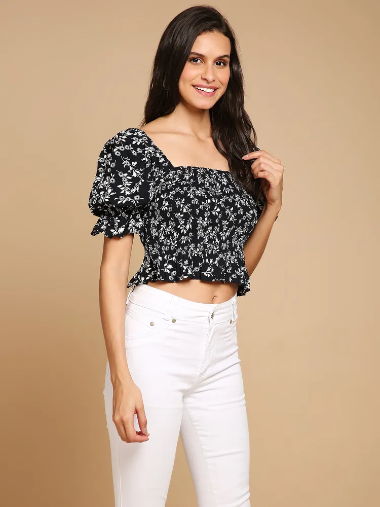 Smocked Puff Sleeve Top