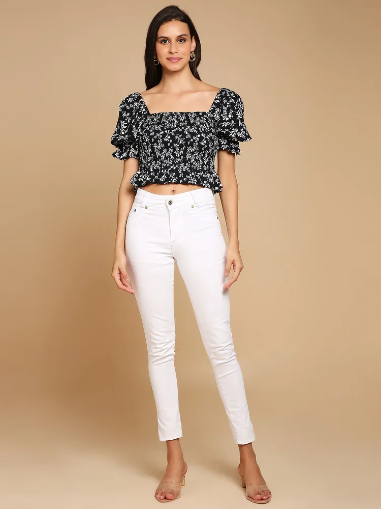 Smocked Puff Sleeve Top