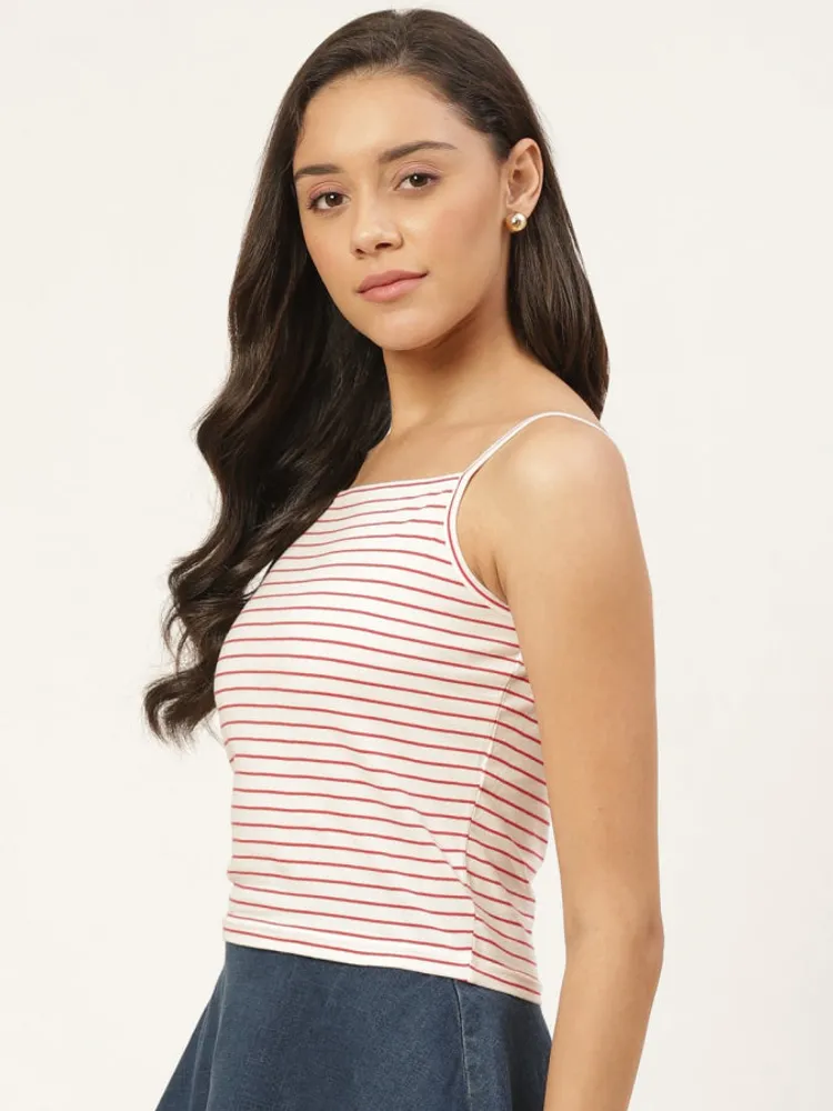 White Striped Cami Top