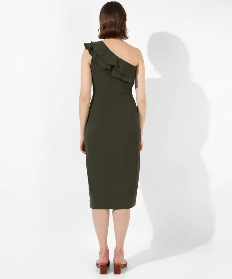 SOLID OLIVE GREEN DRESS