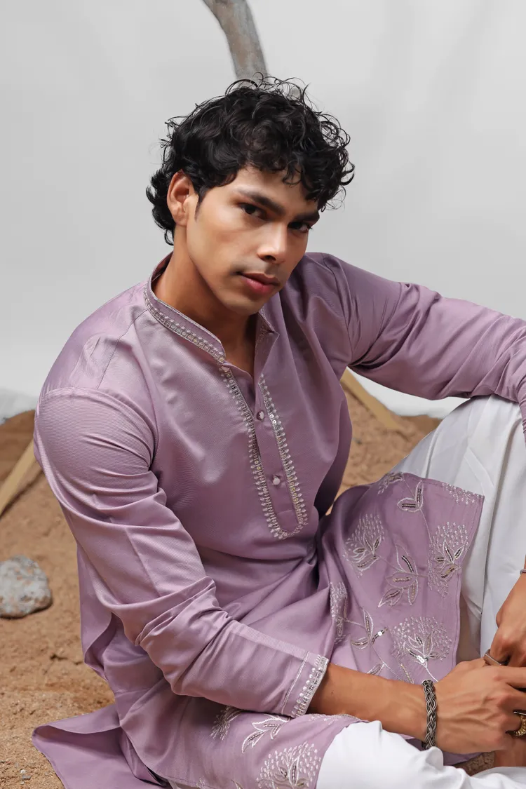Lavender Embroidered Work Kurta