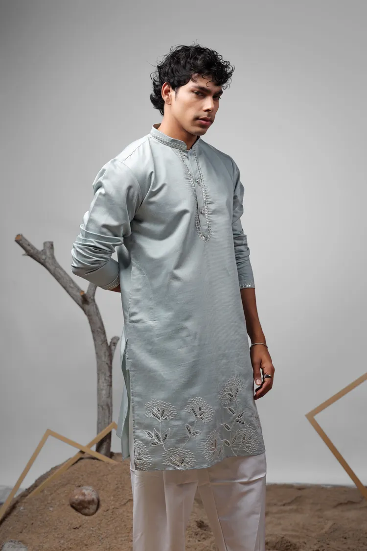 Baby Blue Embroidered Work Kurta