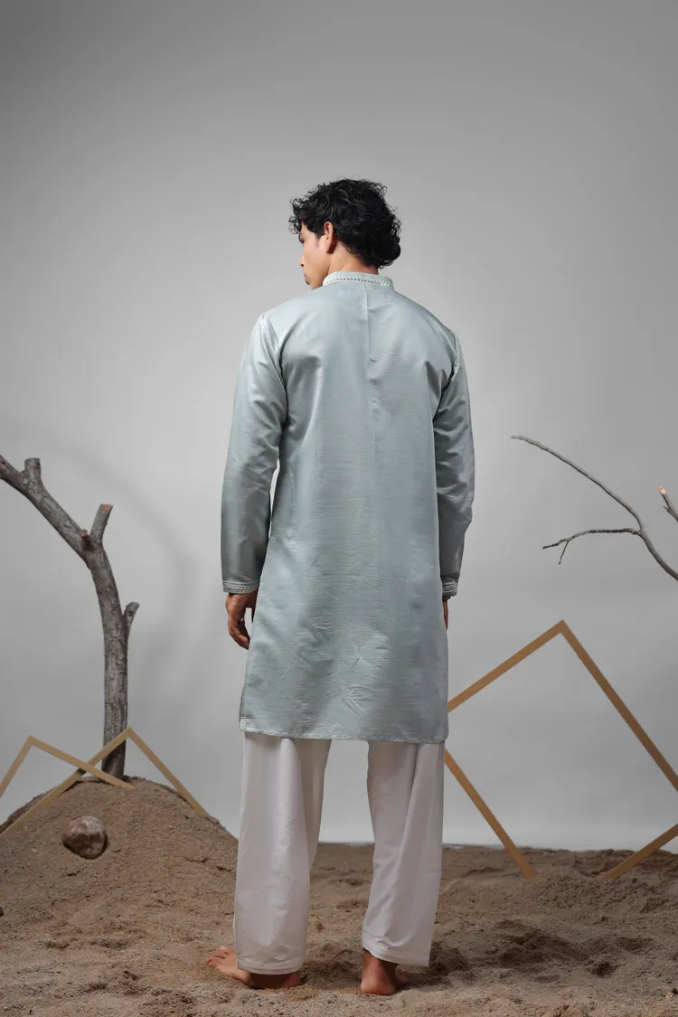 Baby Blue Embroidered Work Kurta