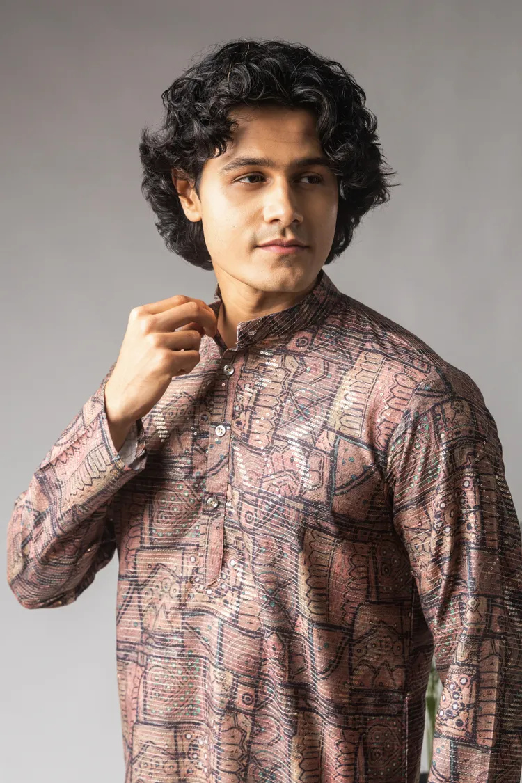 Multi Color Abstract Print Kurta