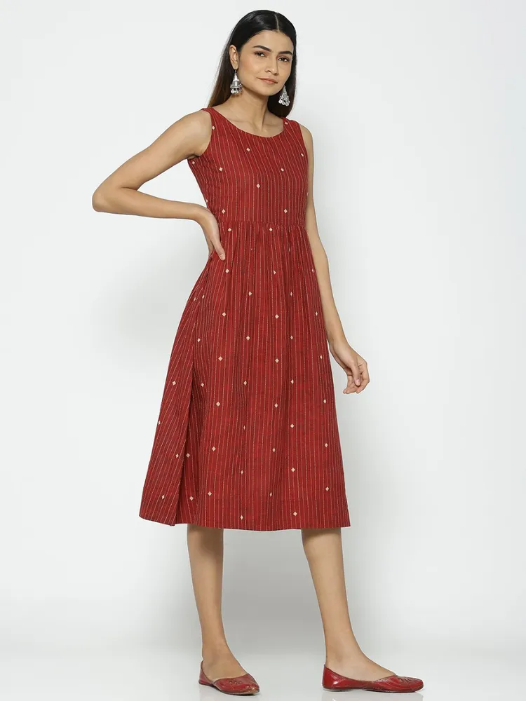 Loom Jacquard Sleeveless Dress