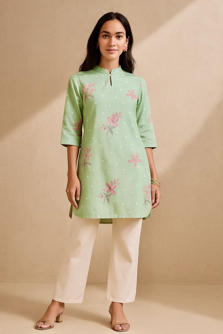 Painterly Green Printed Kurta Set