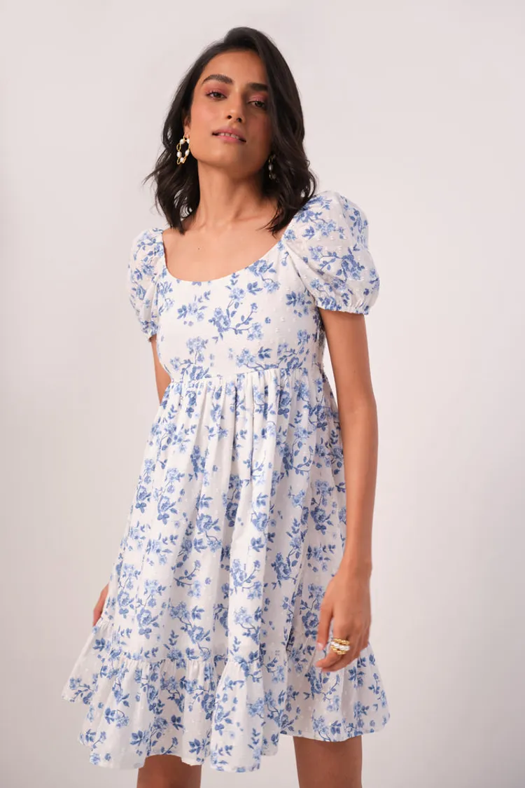 Floral Printed Cotton Mini Dress