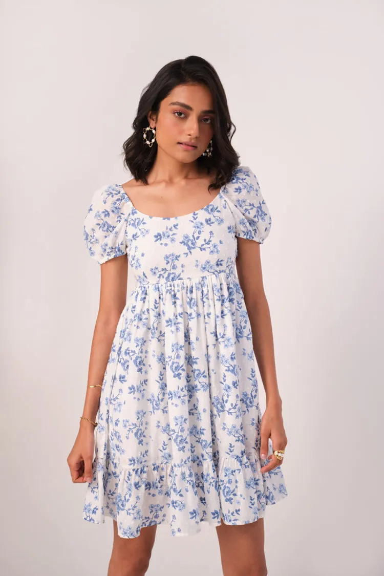 Floral Printed Cotton Mini Dress